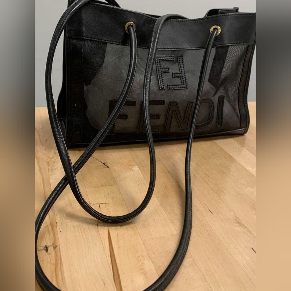 Fendi FF Zucca Black Mesh Shopper Tote- Authentication certificate included